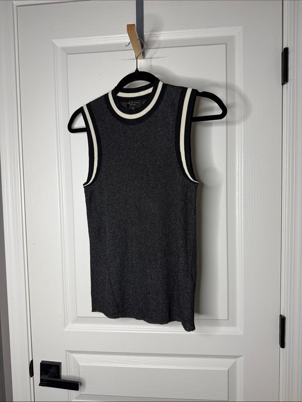 rag & bone Black Sleeveless Knit Tank with Cream Trim. NWOT - Picture 2 of 5